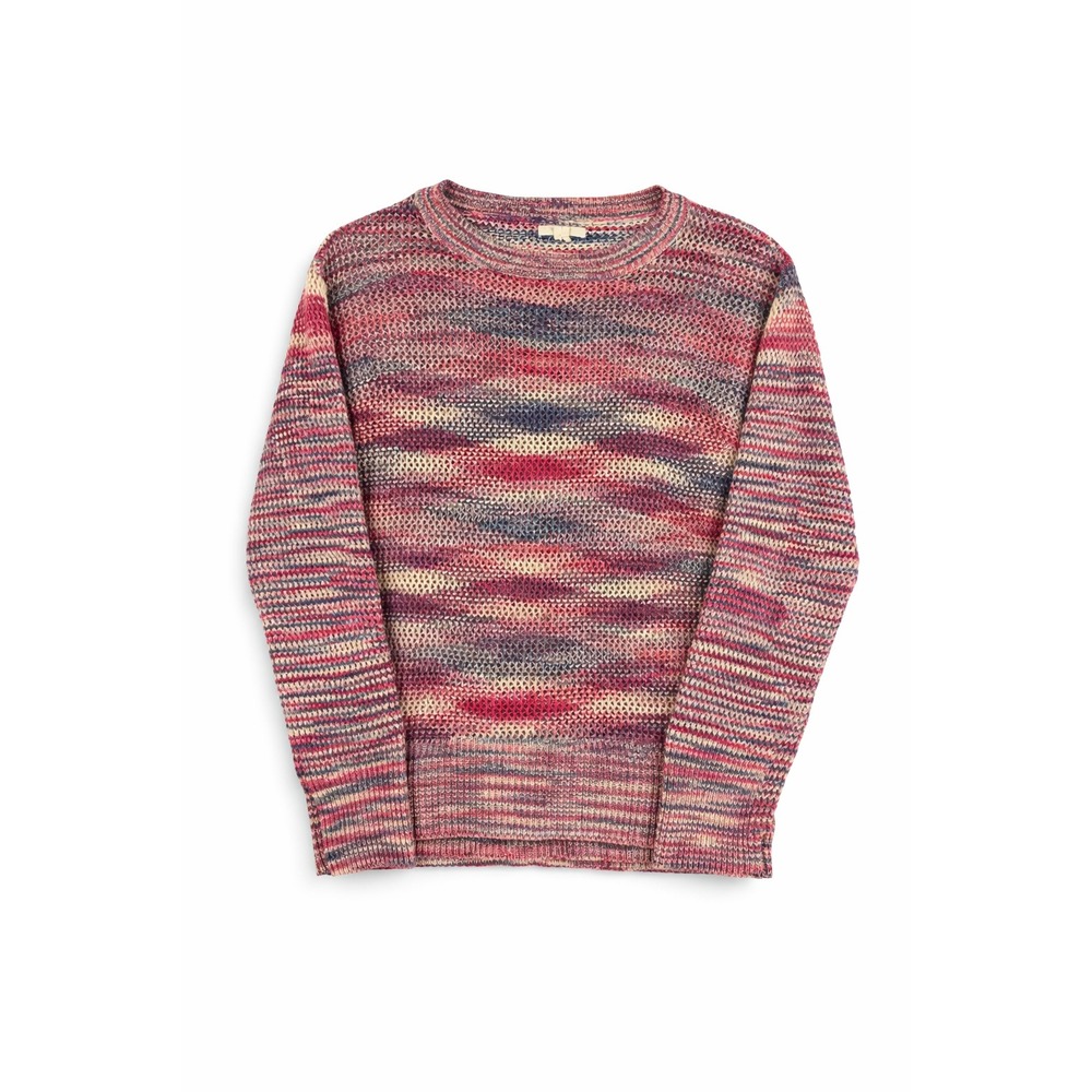 Tulle Womens Space Dye Open Knit‎ Sweater Pink Blue Crew Neck IG1925 Size XS